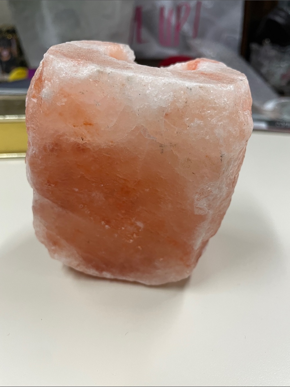Himalayan pink salt stone tealight candle holder
